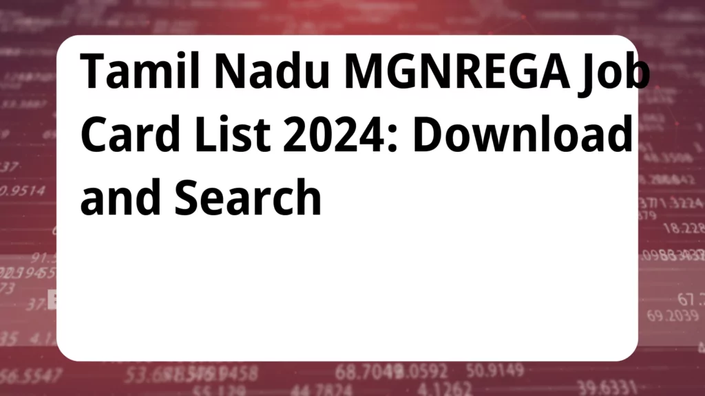 image awas yojana Tamil Nadu MGNREGA Job Card List 2024